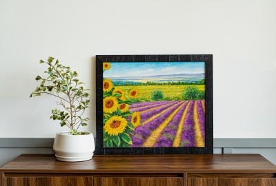 Tranh sơn dầu về cánh đồng hoa lavender